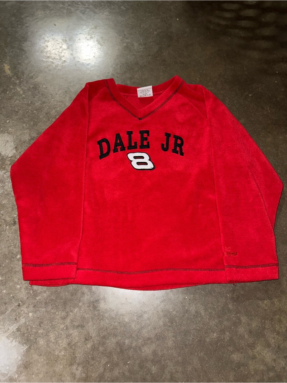 Vintage 90s Dale Jr 8 Nascar embroidered Sherpa V-Neck Sweatshirt